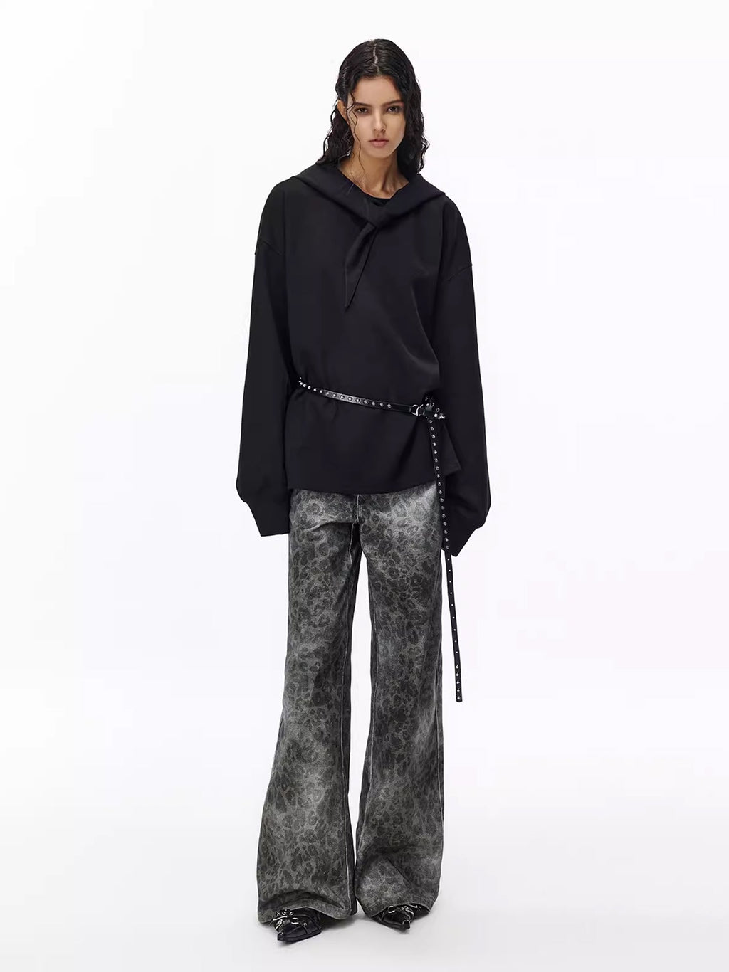 Wash Fade Leopard Denim Pants  OR0647