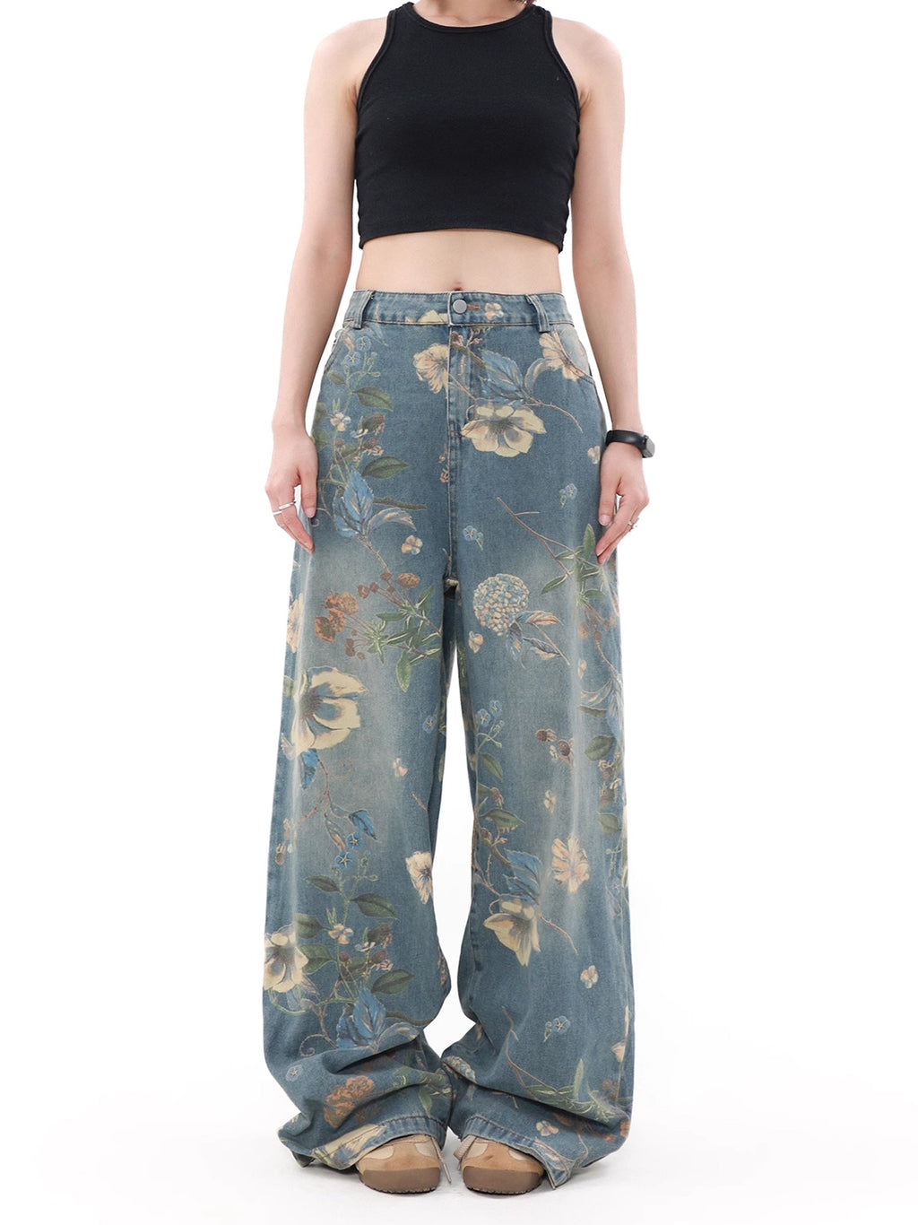 Vintage Flower Denim Pants  OR0649