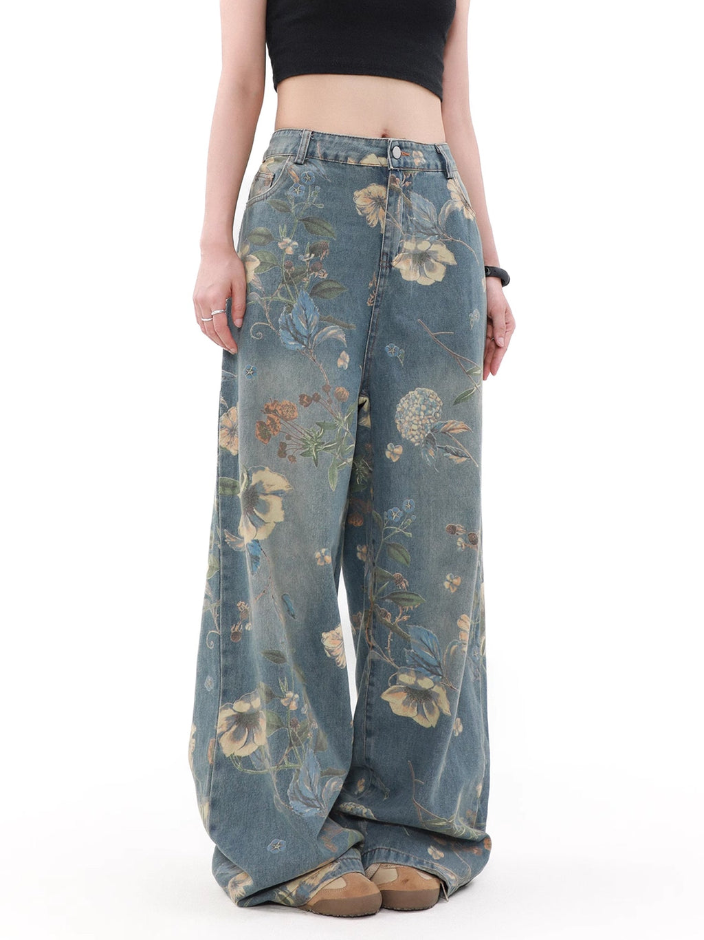 Vintage Flower Denim Pants  OR0649