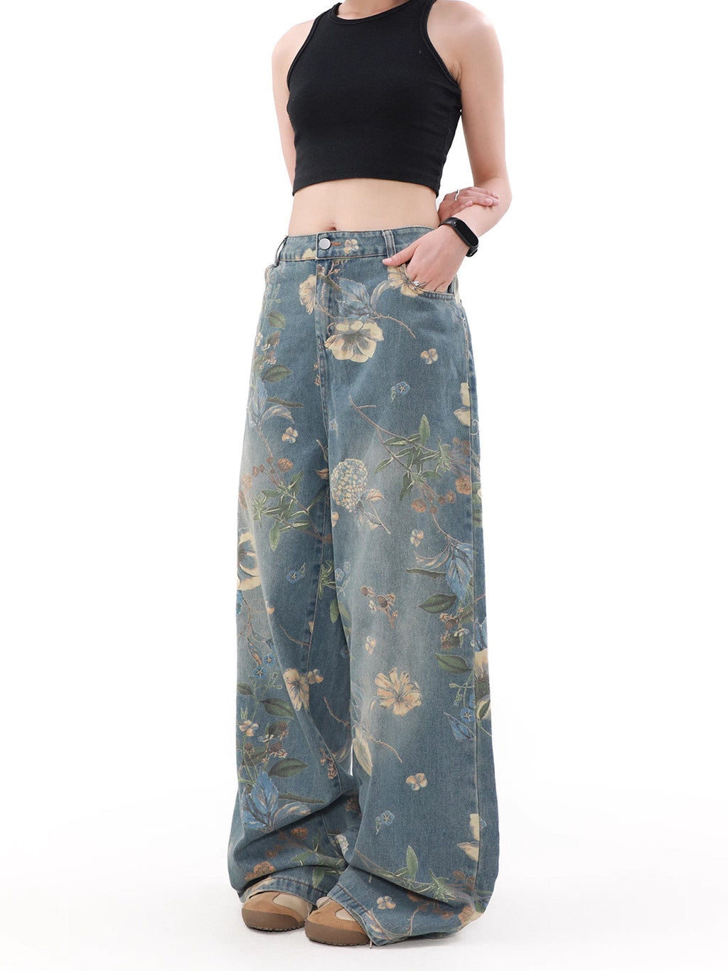 Vintage Flower Denim Pants  OR0649