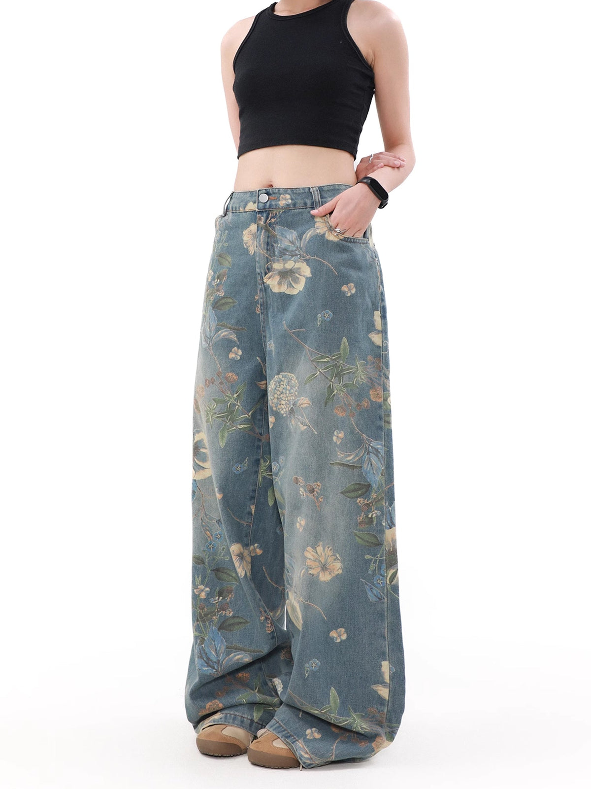 Vintage Flower Denim Pants  OR0649