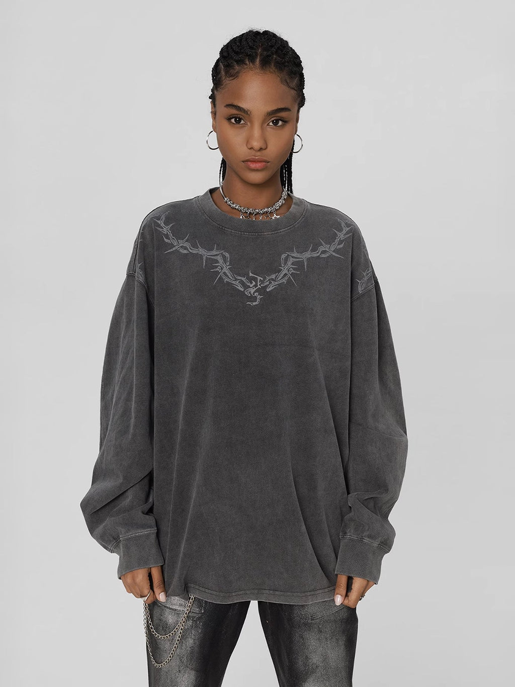 Heavy Washed Loose Long Sleeve Tee  OR0651