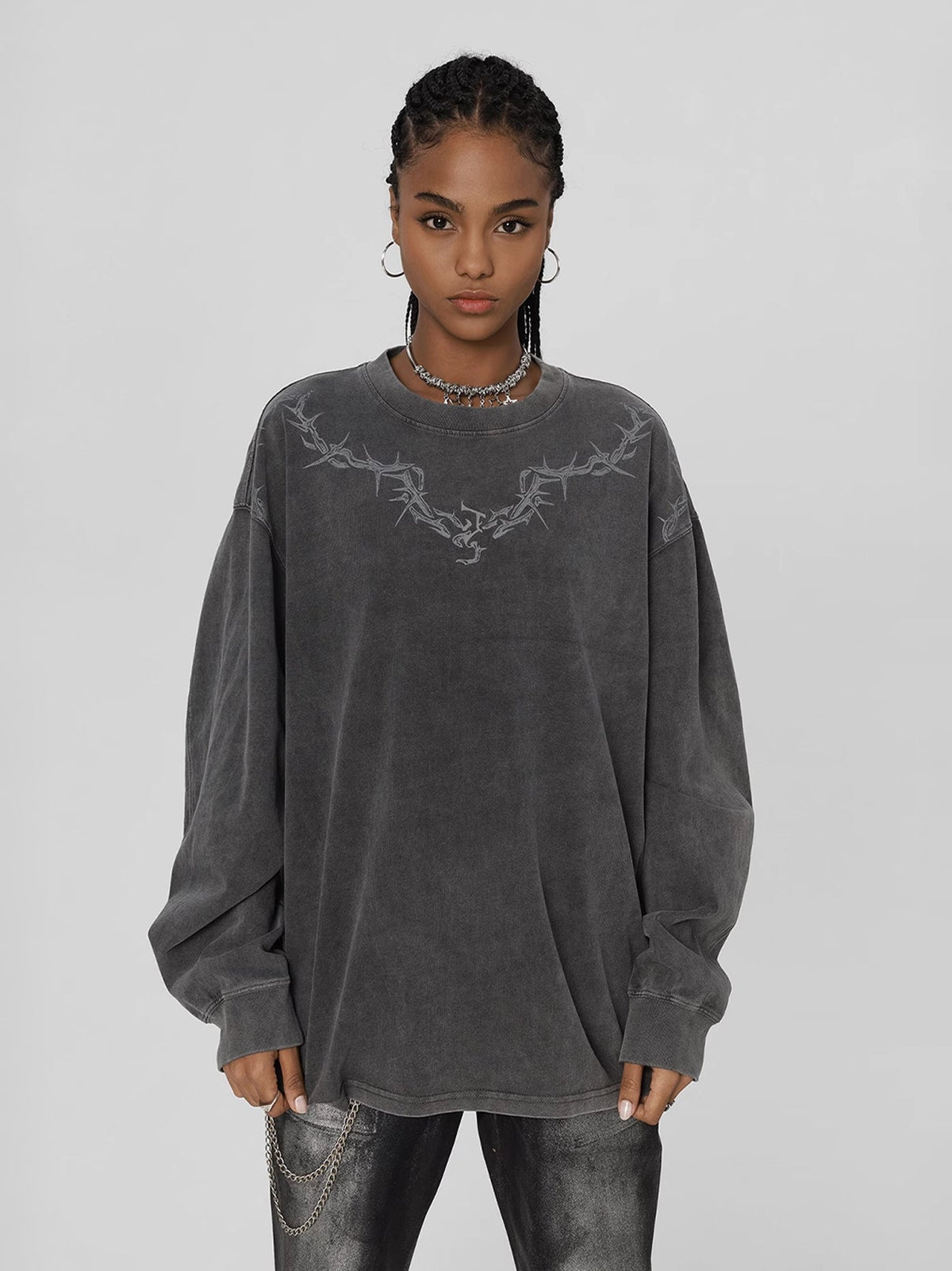 Heavy Washed Loose Long Sleeve Tee  OR0651