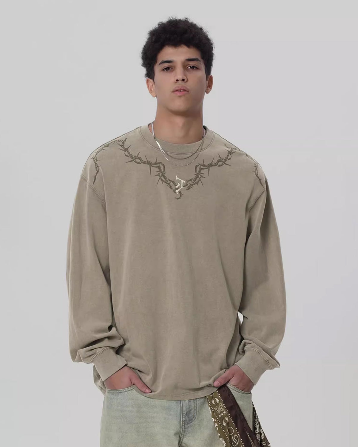 Heavy Washed Loose Long Sleeve Tee  OR0651