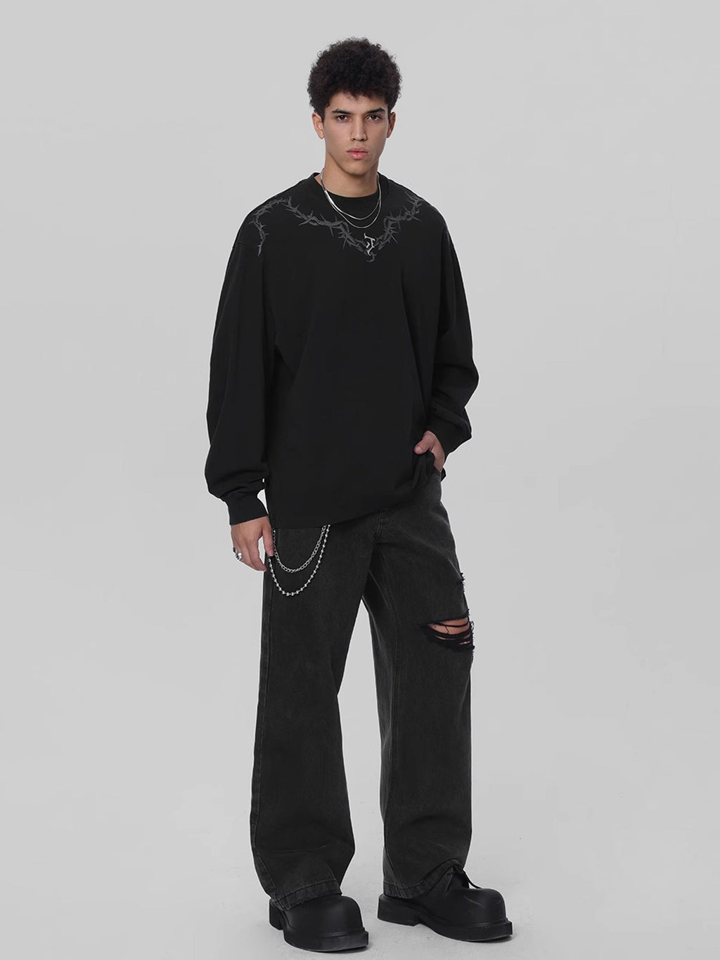 Heavy Washed Loose Long Sleeve Tee  OR0651
