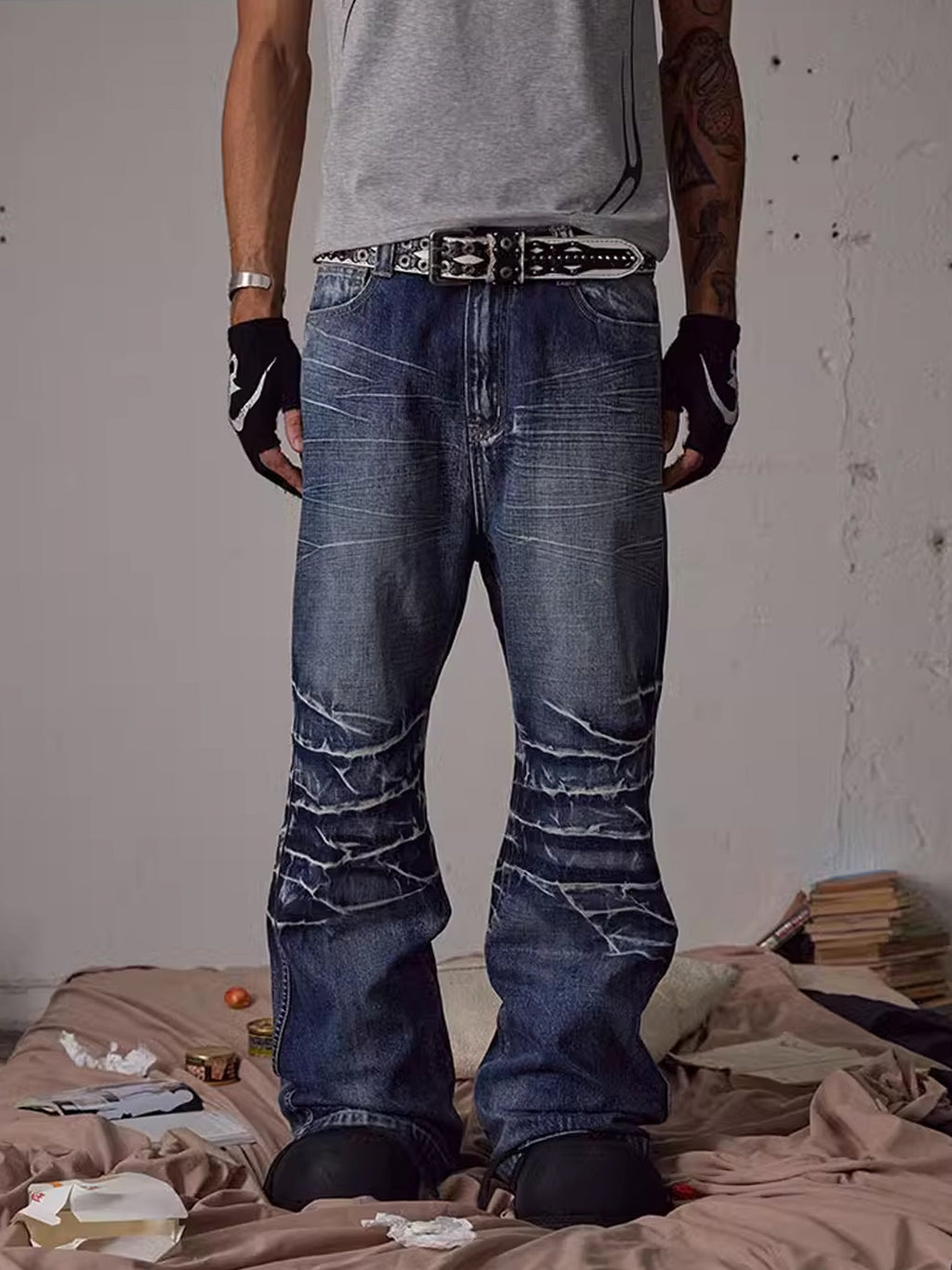Lightning Ripple Denim Pants  OR0653