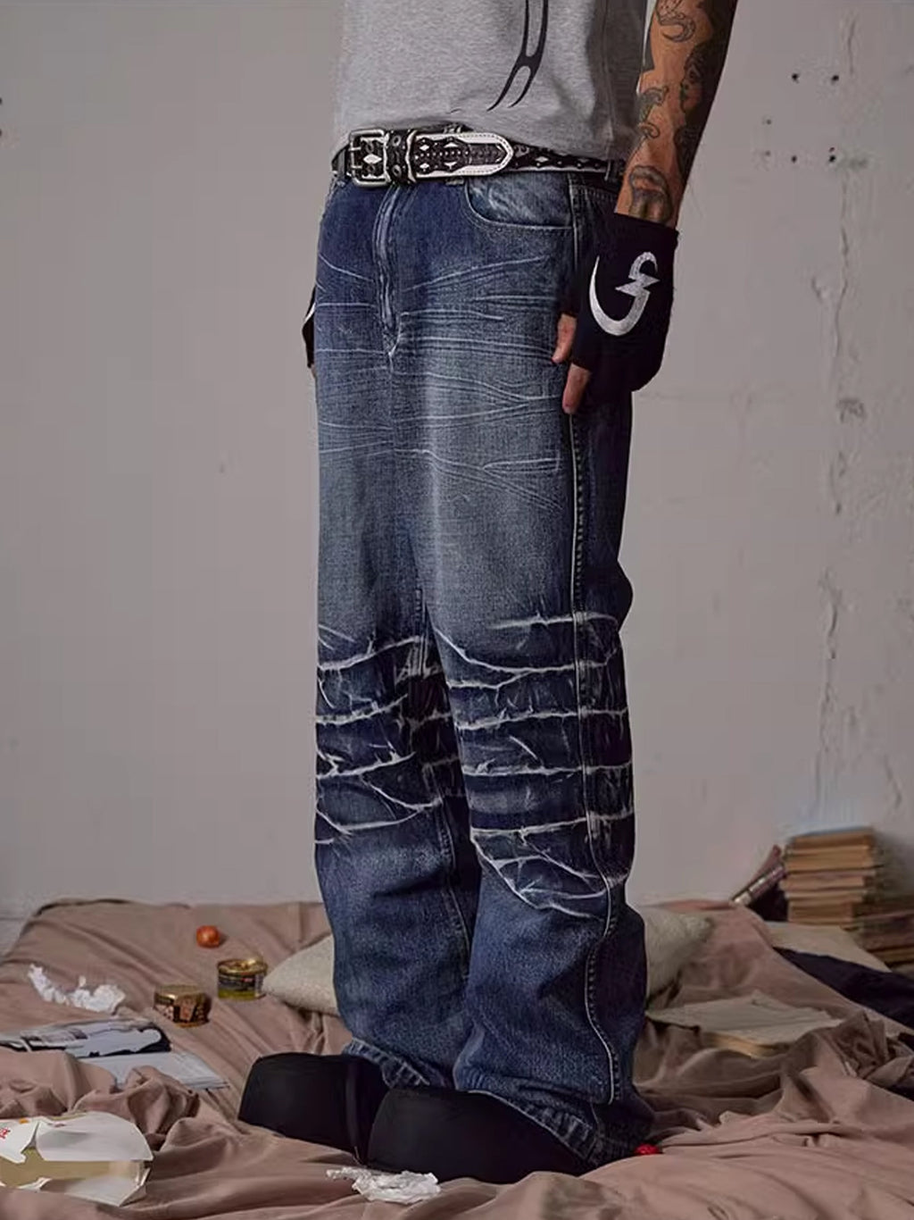 Lightning Ripple Denim Pants  OR0653