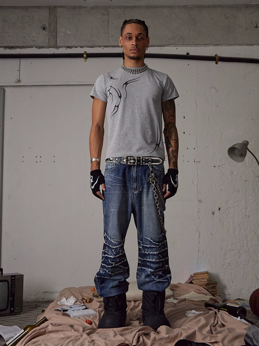 Lightning Ripple Denim Pants  OR0653