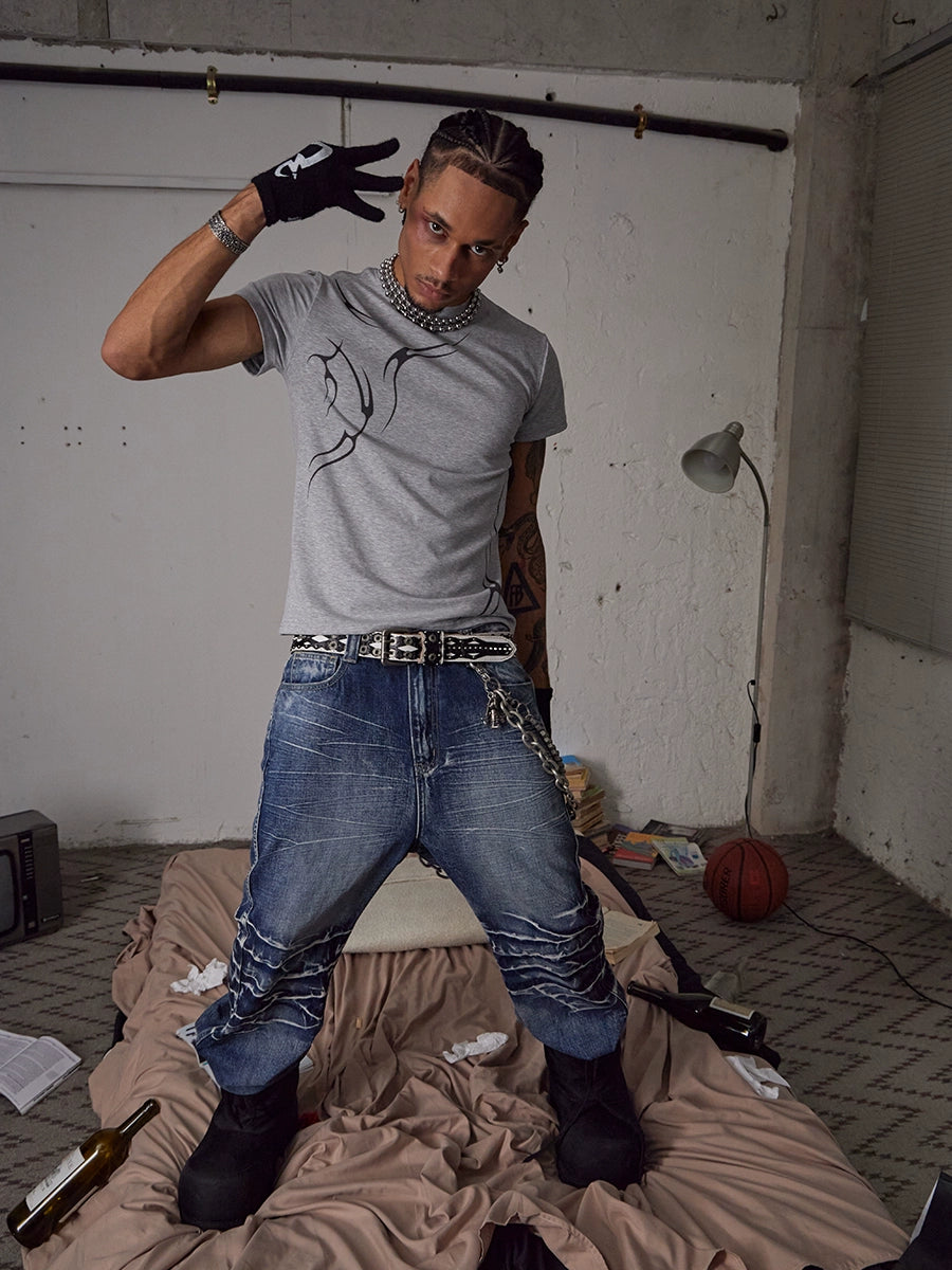 Lightning Ripple Denim Pants  OR0653