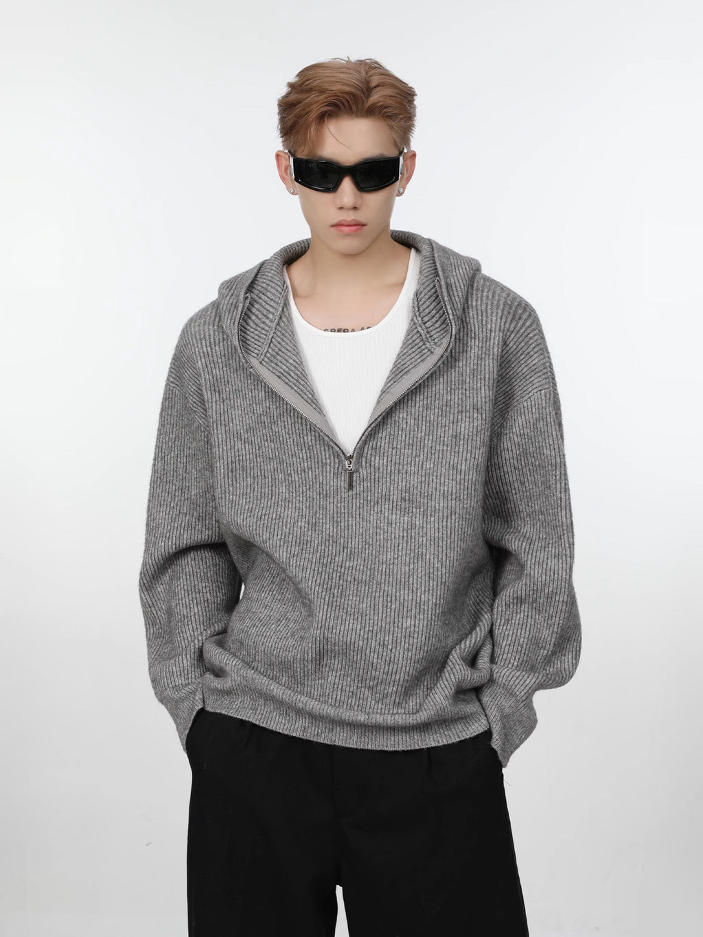 Half Zip Knit Hoodie  OR0668