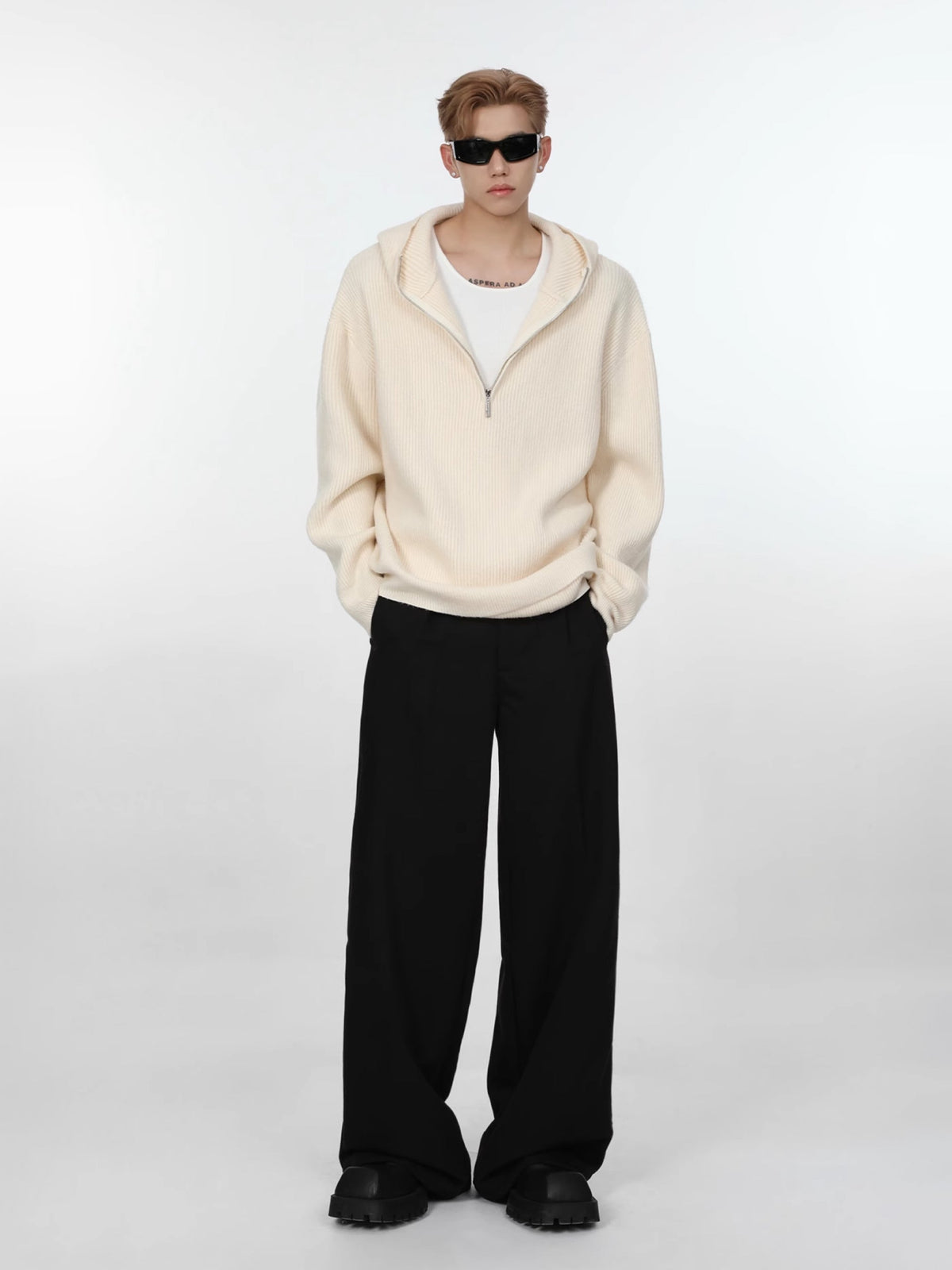 Half Zip Knit Hoodie  OR0668
