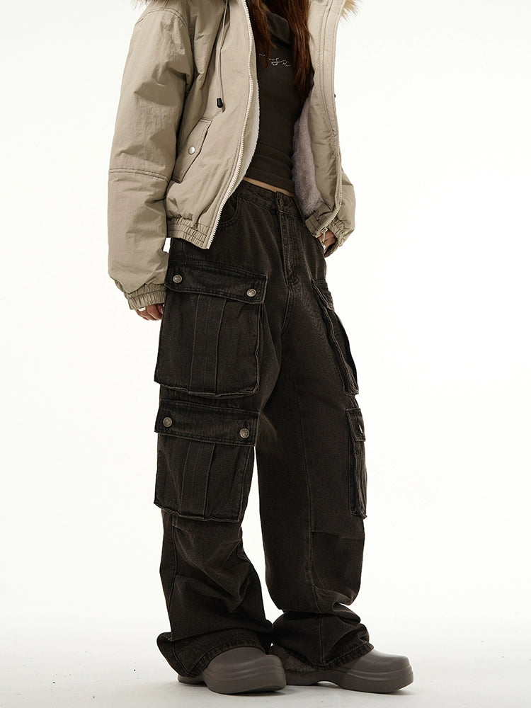 Multi Pocket Button Denim Pants  OR0670