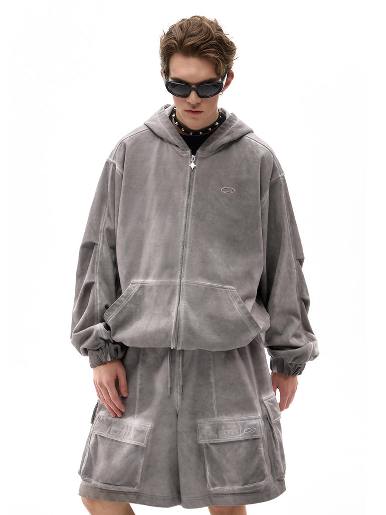 Dirty Dyed Zip Hoodie  OR0678