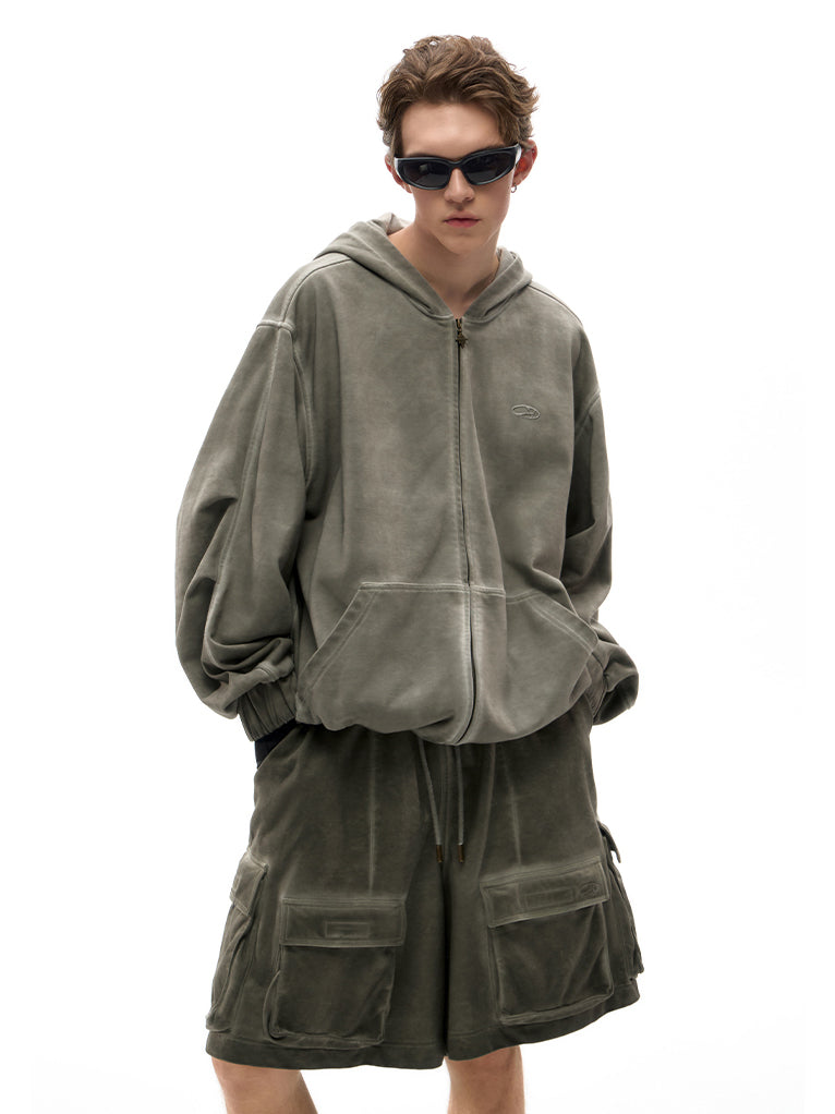 Dirty Dyed Zip Hoodie  OR0678