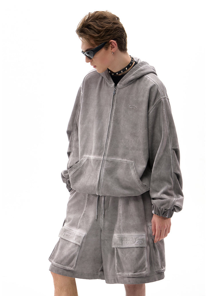 Dirty Dyed Zip Hoodie  OR0678
