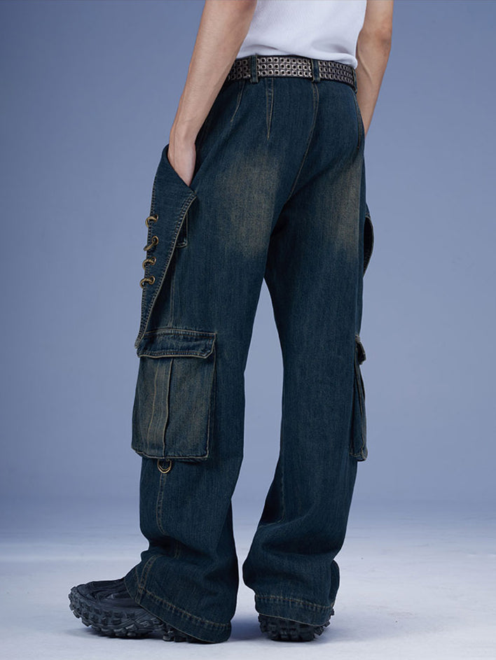 Metal Ring Denim Cargo Pants  OR0681
