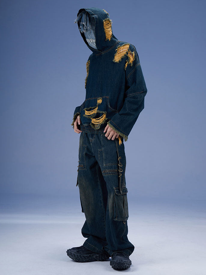 Metal Ring Denim Cargo Pants  OR0681