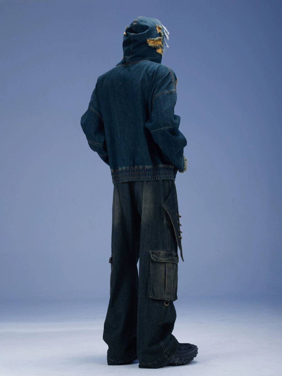 Metal Ring Denim Cargo Pants  OR0681