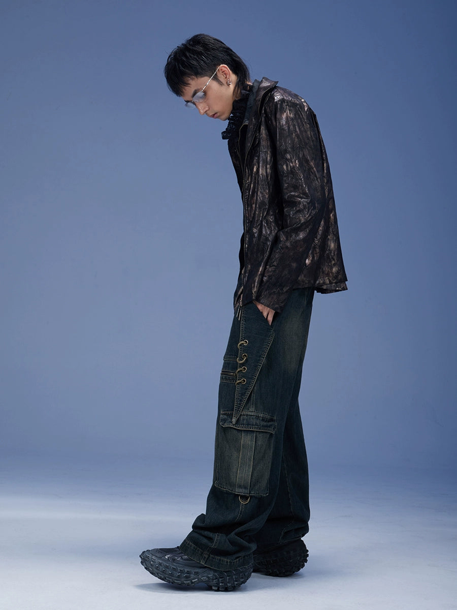 Metal Ring Denim Cargo Pants  OR0681
