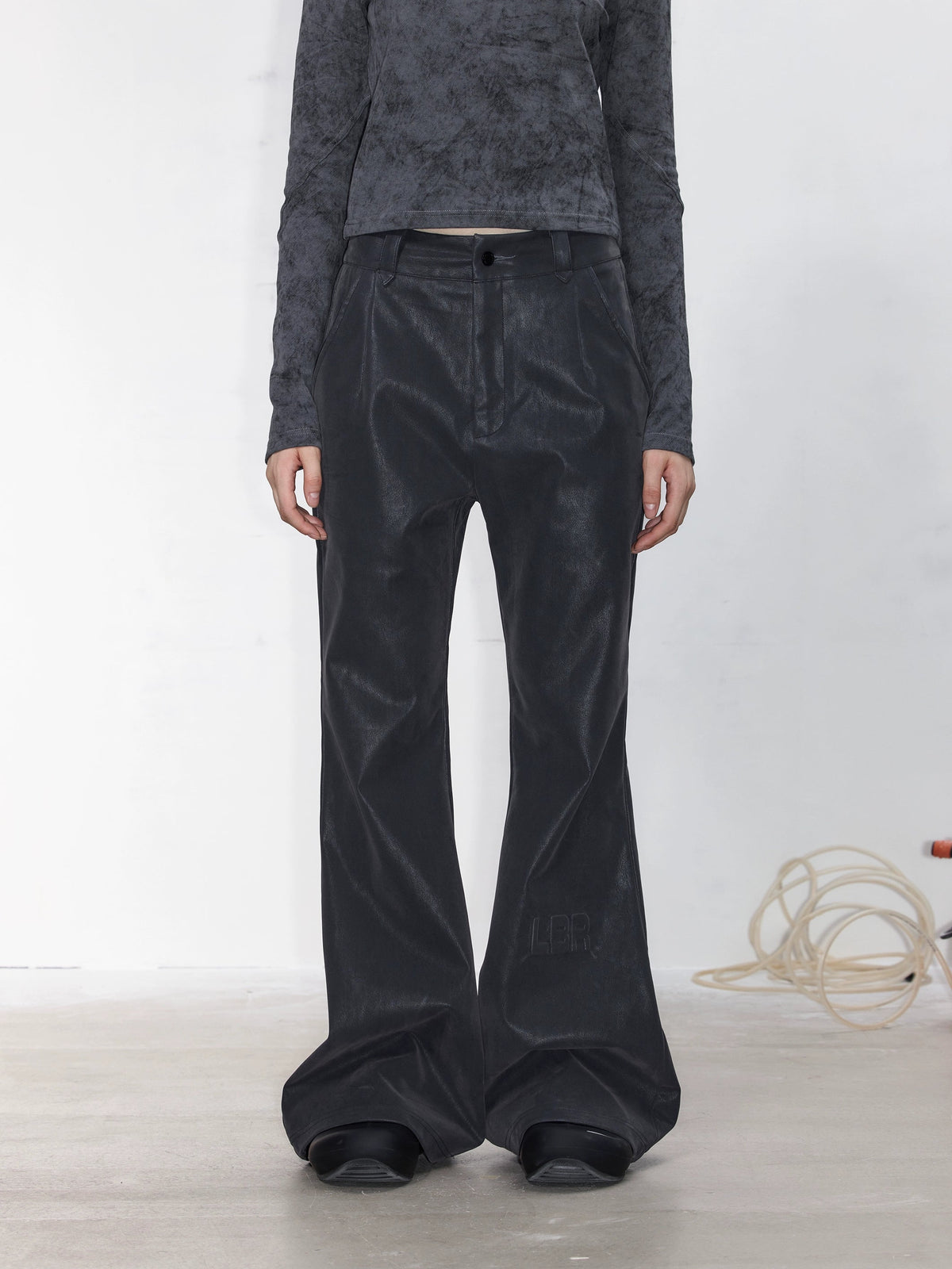 Pocket Flare Leather Pants  OR0686