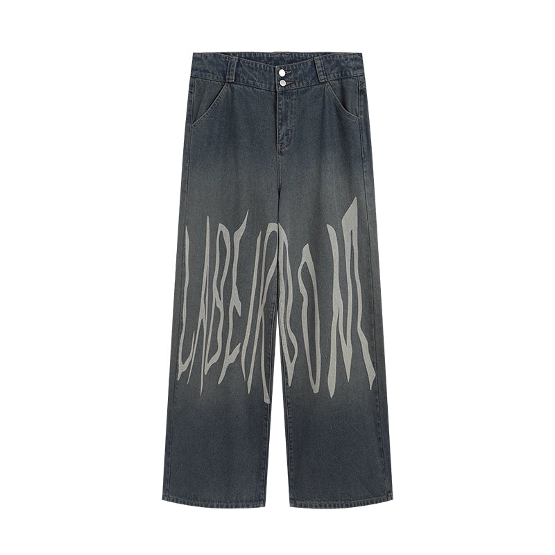 Laser Logo Wide Denim Pants  OR0690