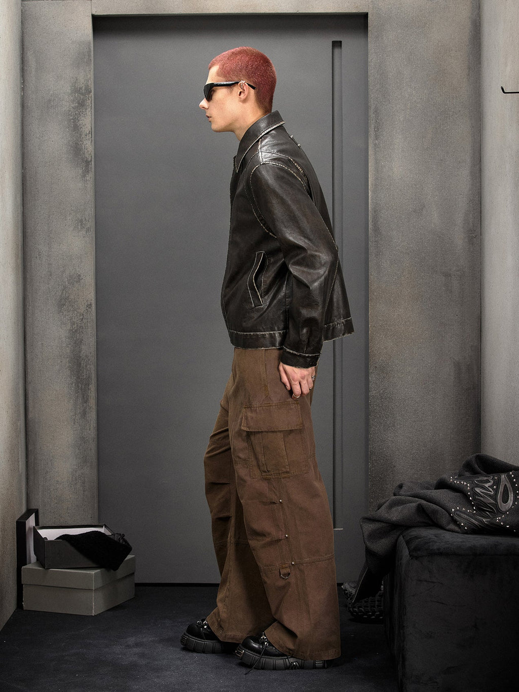 Vintage Collar Leather Jacket  OR0692