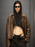 Vintage Collar Leather Jacket  OR0692