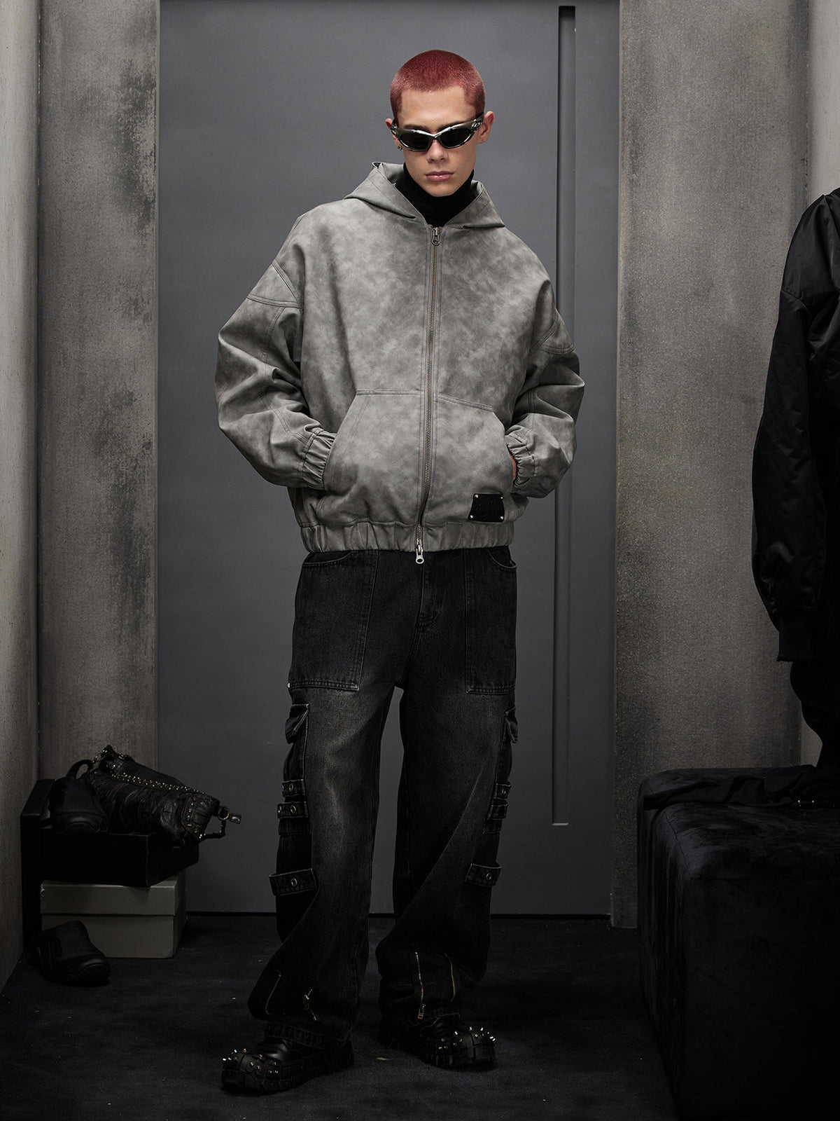 Studs Zip Up Hoodie  OR0693