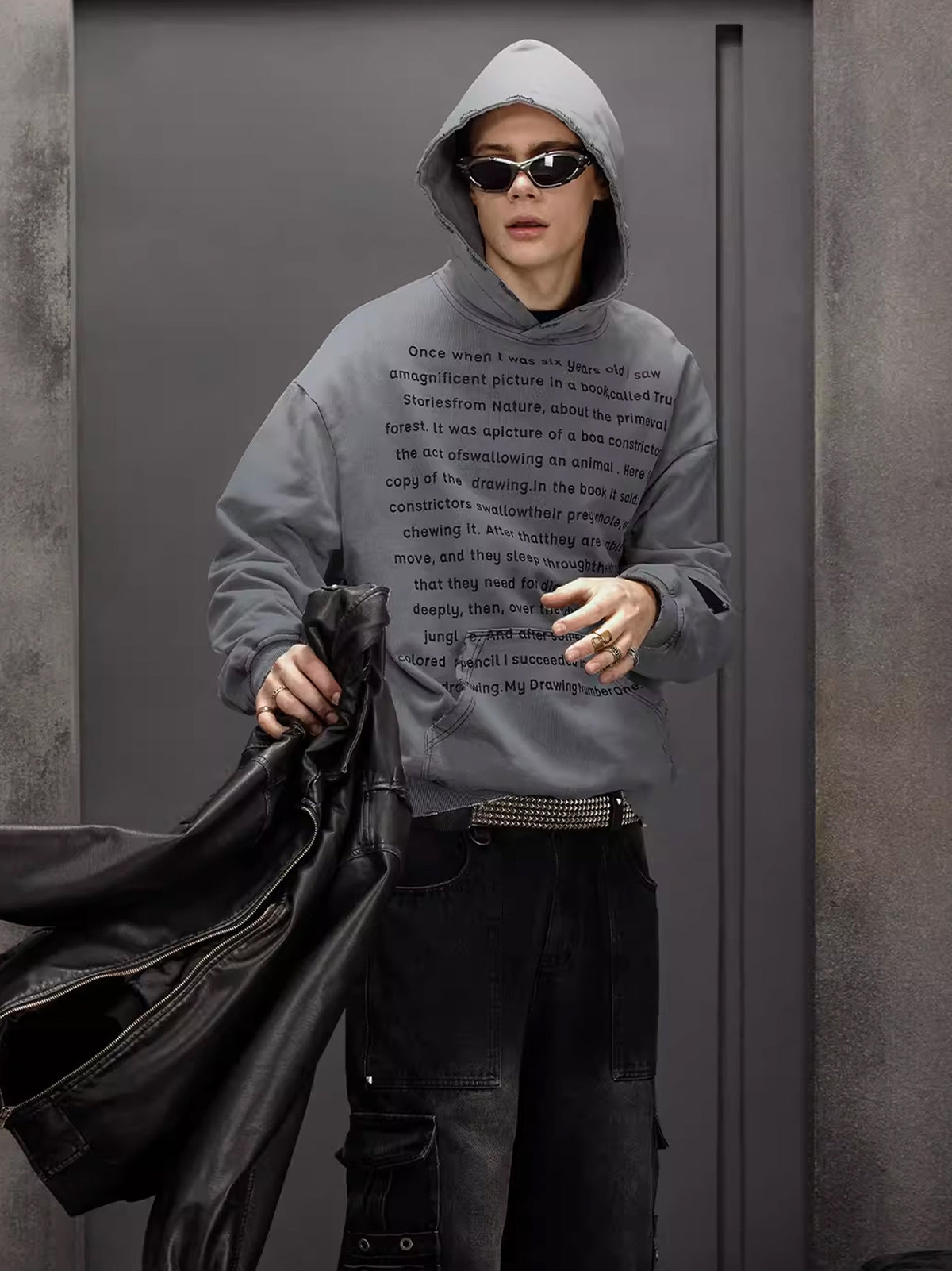 Lettering Damage Hoodie  OR0696