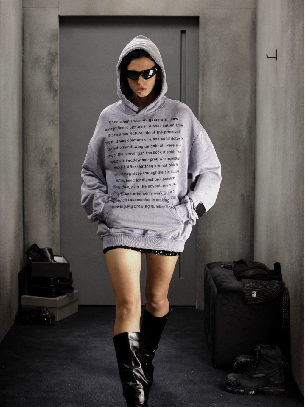 Lettering Damage Hoodie  OR0696