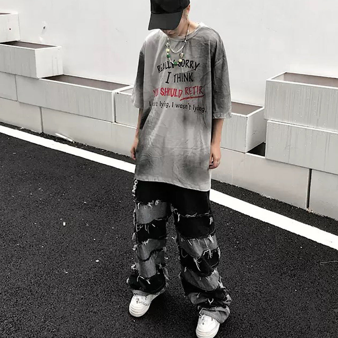 Long ring damaged jeans  OR0697