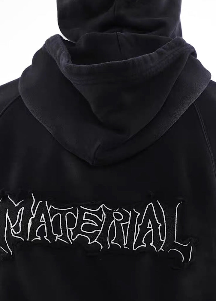 Acid wash design subculture initial full zip hoodie  OR0699