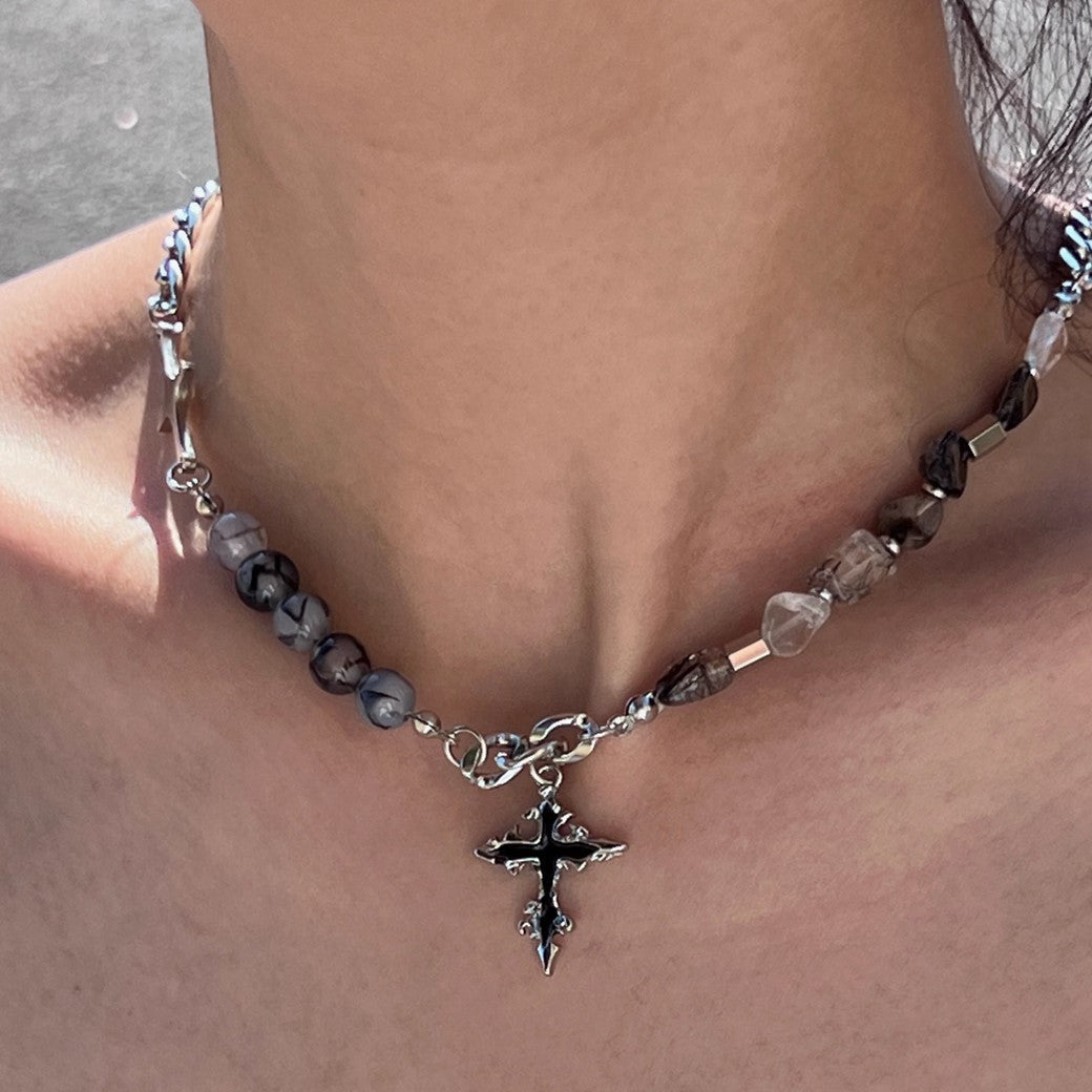 Stone Multi Design Gothic Mode Cross Necklace  OR0707