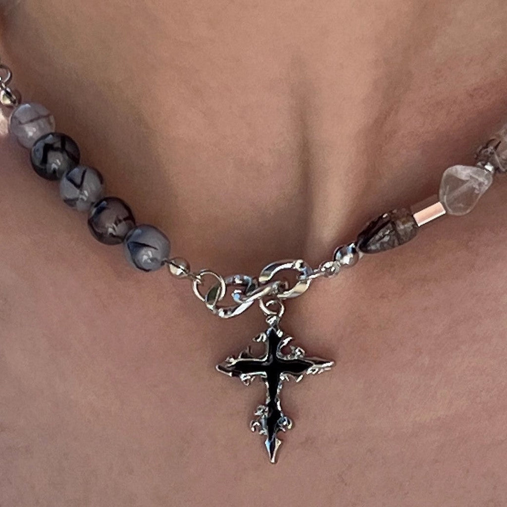Stone Multi Design Gothic Mode Cross Necklace  OR0707