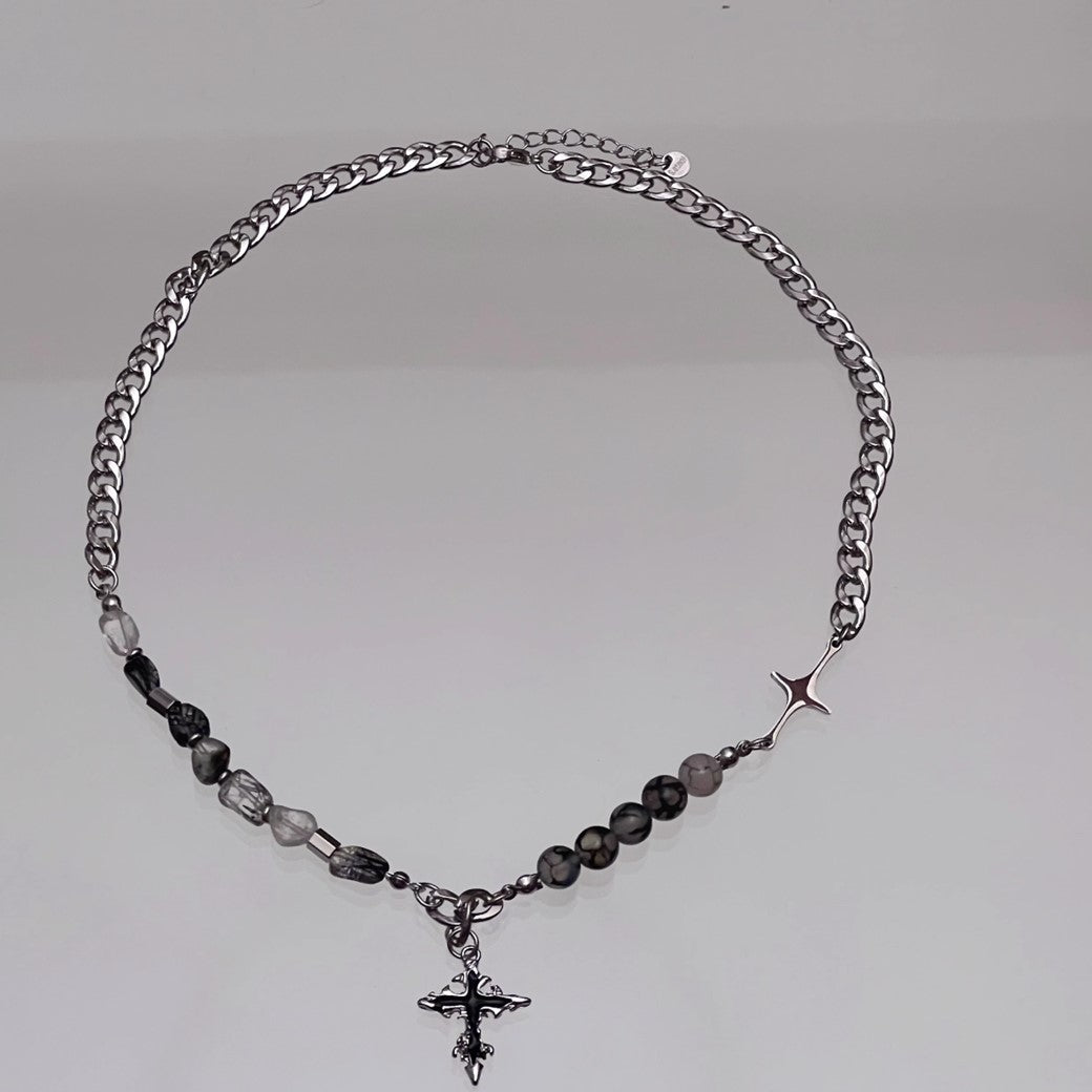 Stone Multi Design Gothic Mode Cross Necklace  OR0707