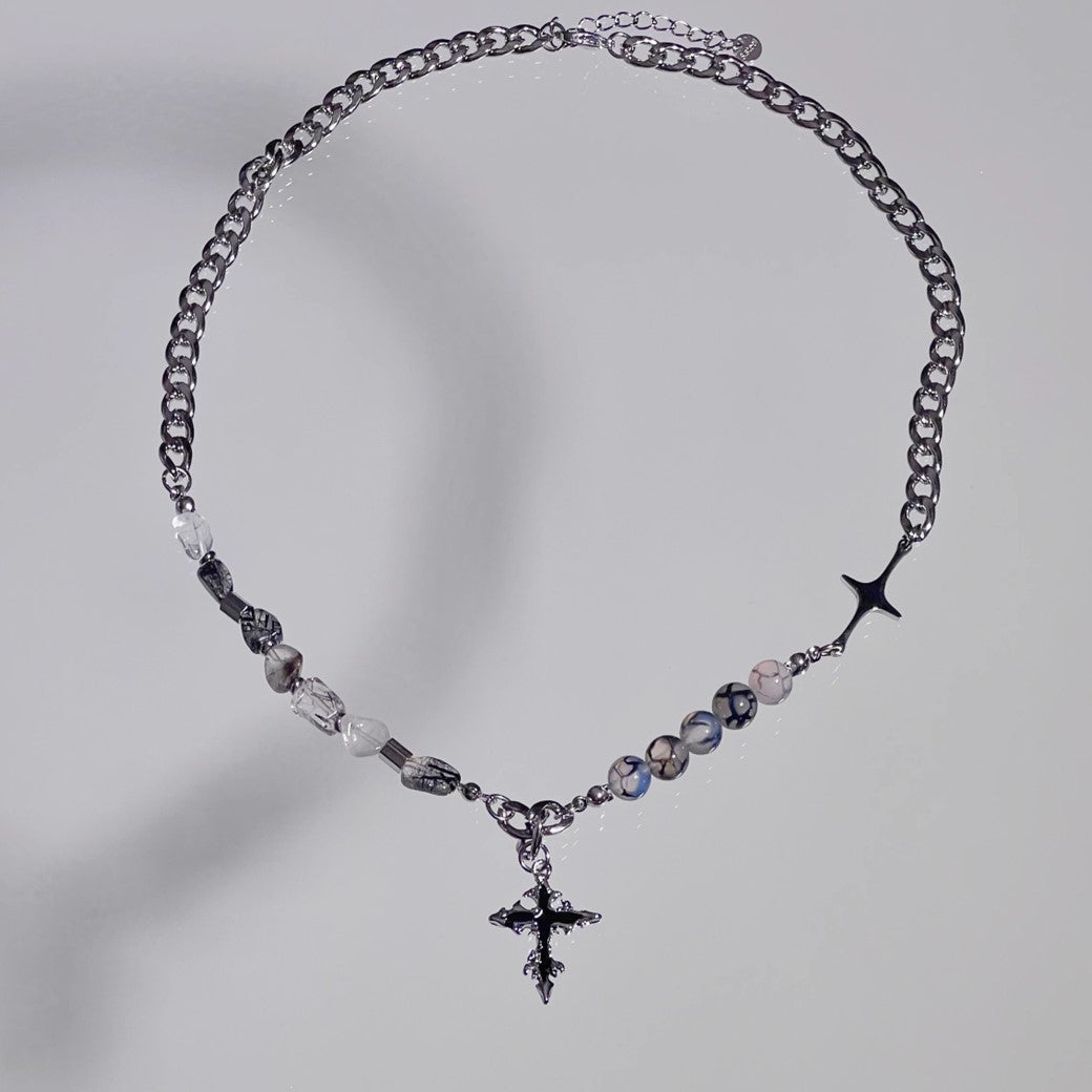Stone Multi Design Gothic Mode Cross Necklace  OR0707