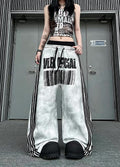 Front side line design wide oversized tucked sweatpants  OR0710