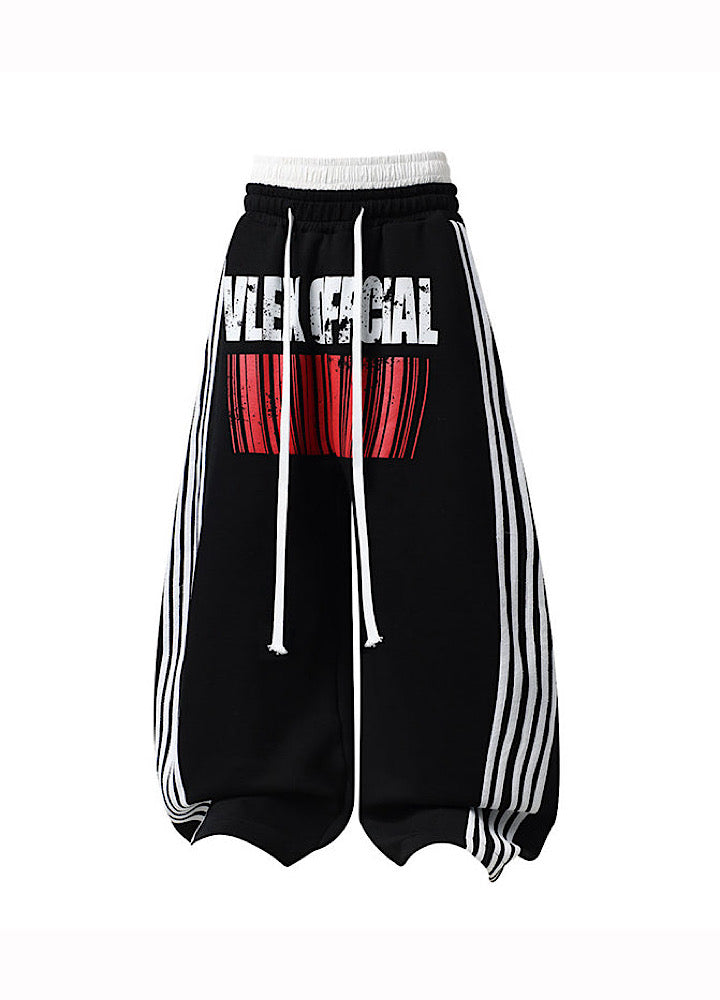 Front side line design wide oversized tucked sweatpants  OR0710