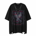 Dark front illustration design distressed oversized short-sleeved T-shirt  OR0719
