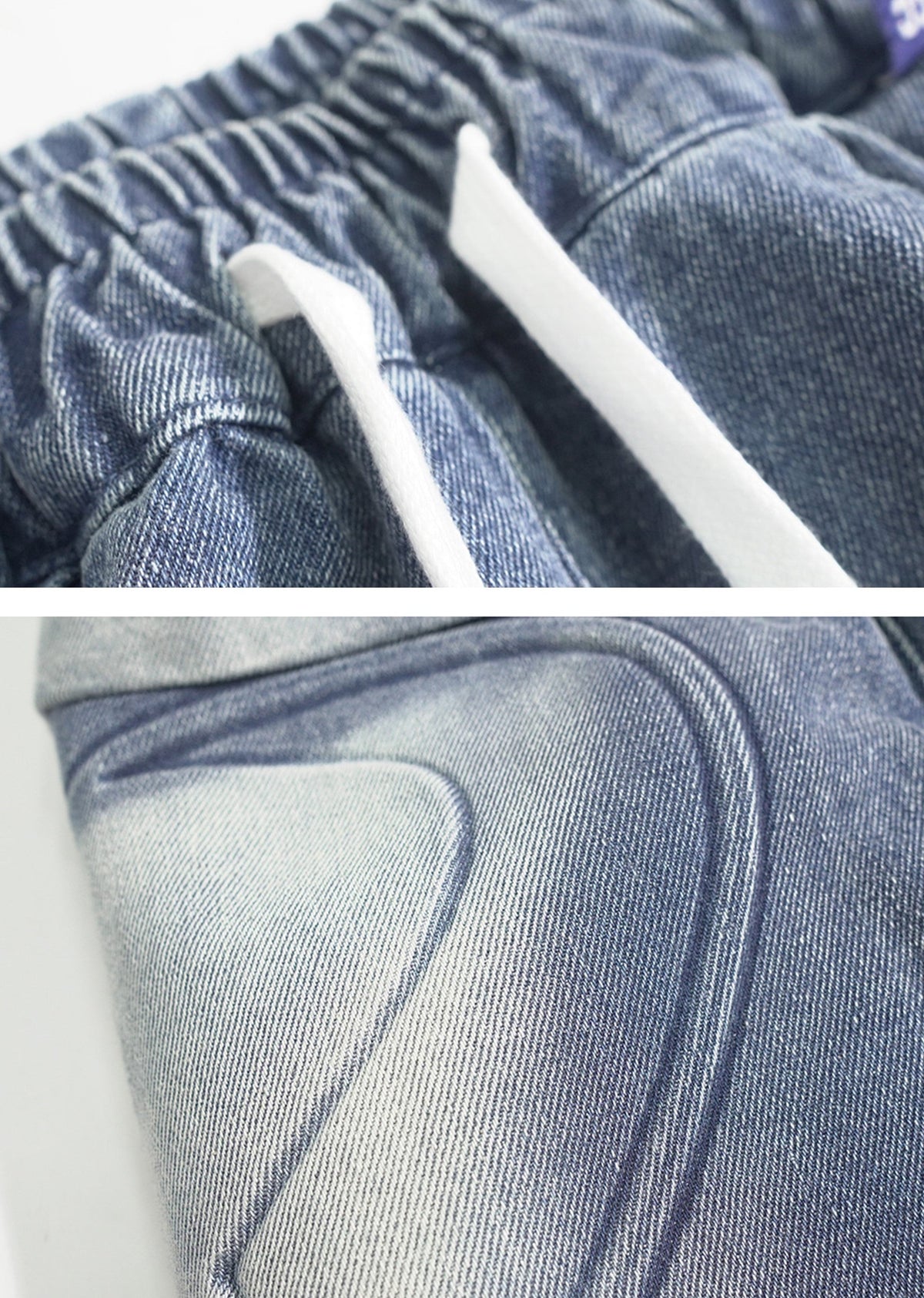 Line washed wide silhouette street short denim pants  OR0722