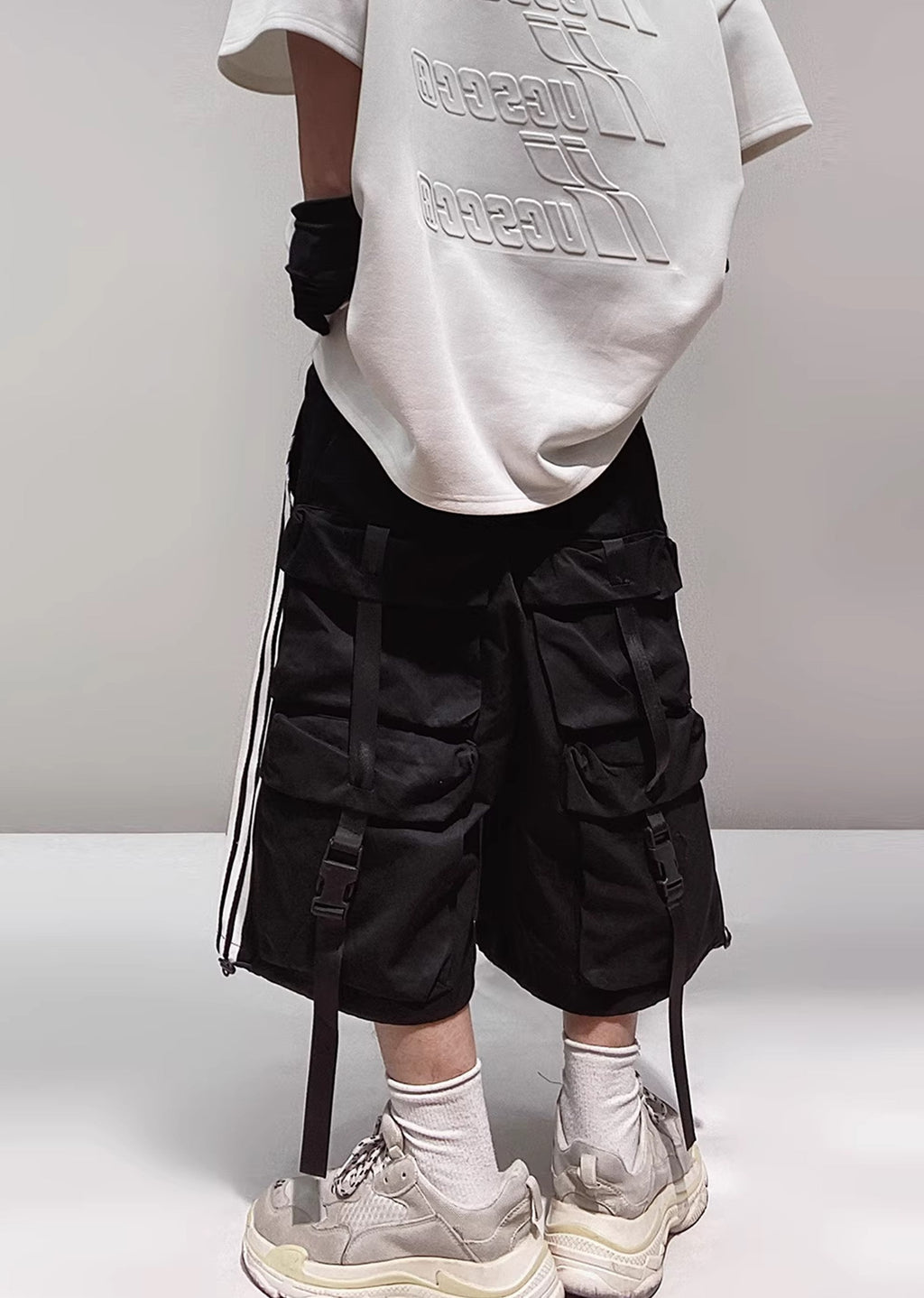 Side line dull color natural base short pants  OR0724
