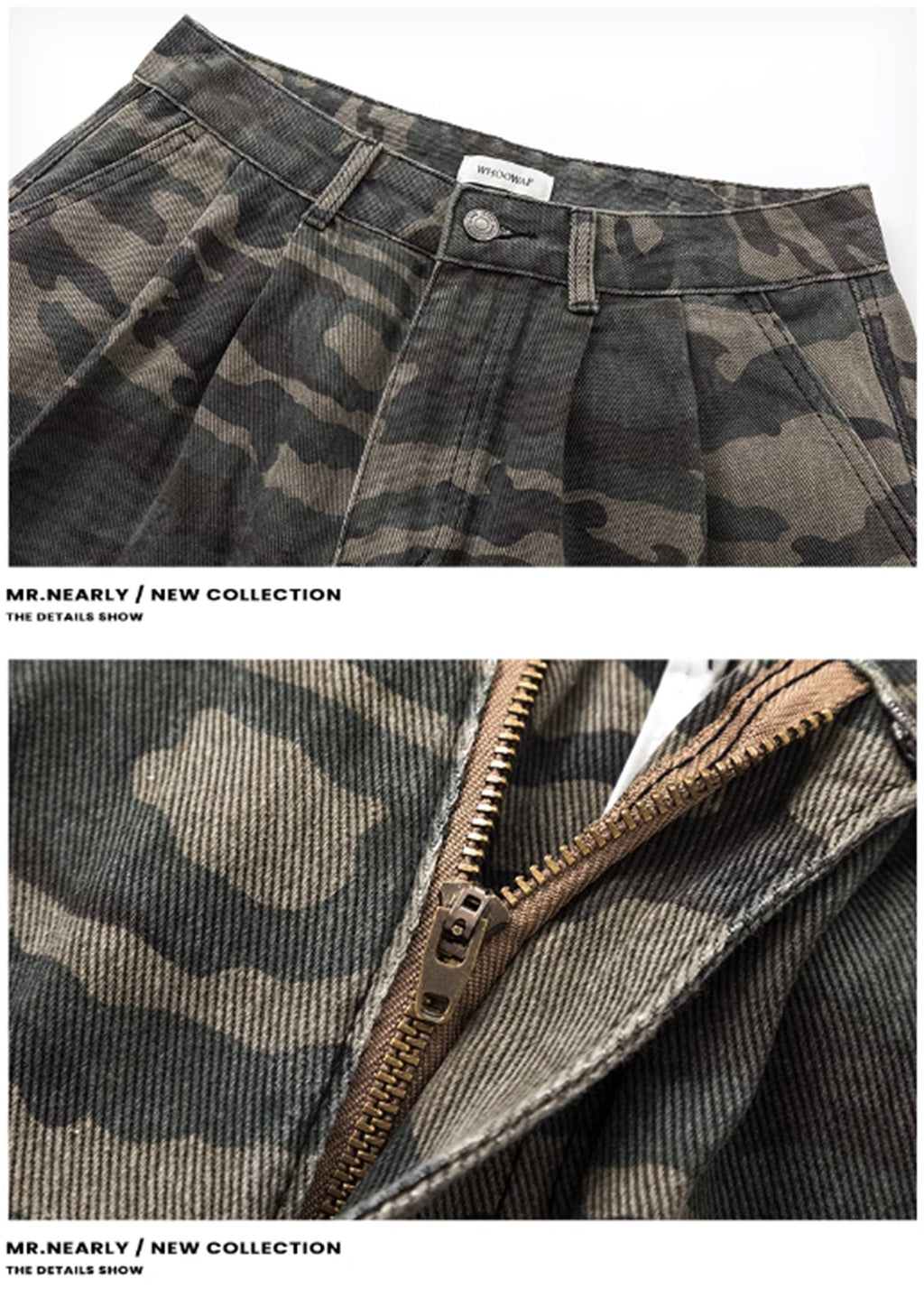 Camouflage pattern double pocket design short silhouette cargo pants  OR0726