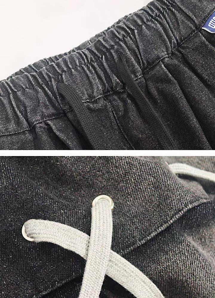 Side pocket washed wide cropped silhouette shorts  OR0727
