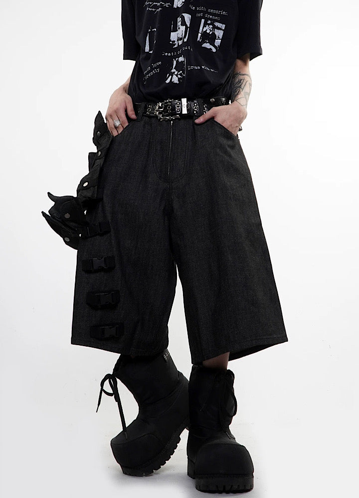 Detachable pocket design wide silhouette tech style shorts  OR0743