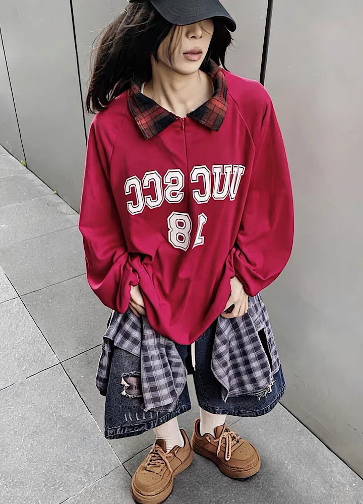 Checked Wide-Leg Vintage Blue Denim Shorts  OR0752