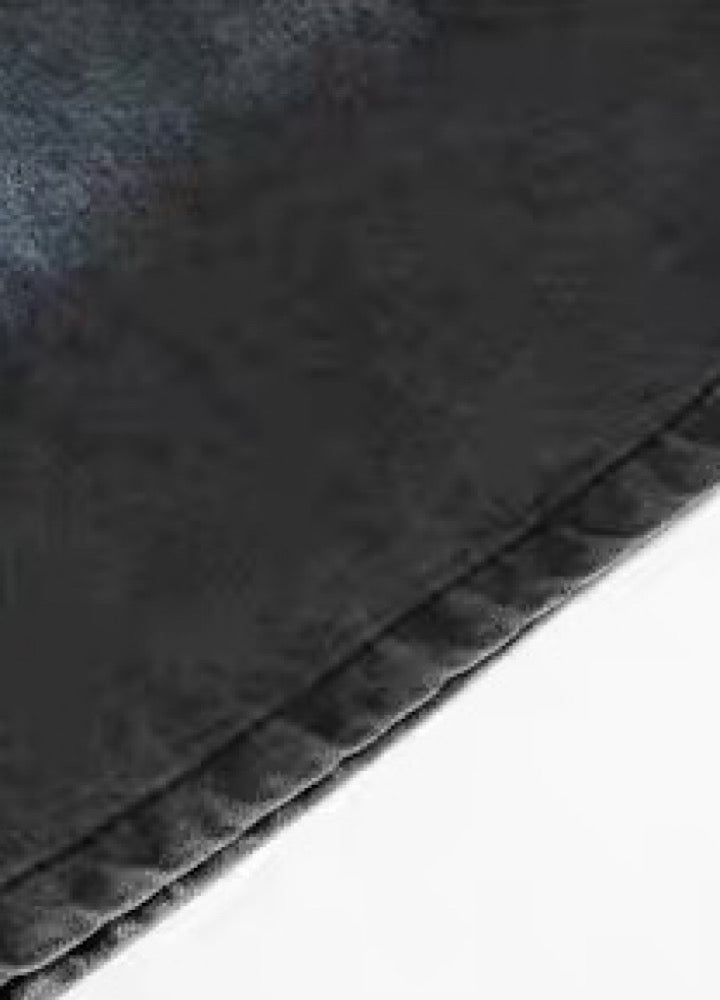 Black Paint Finish Oversized Silhouette Half Denim Pants  OR0756
