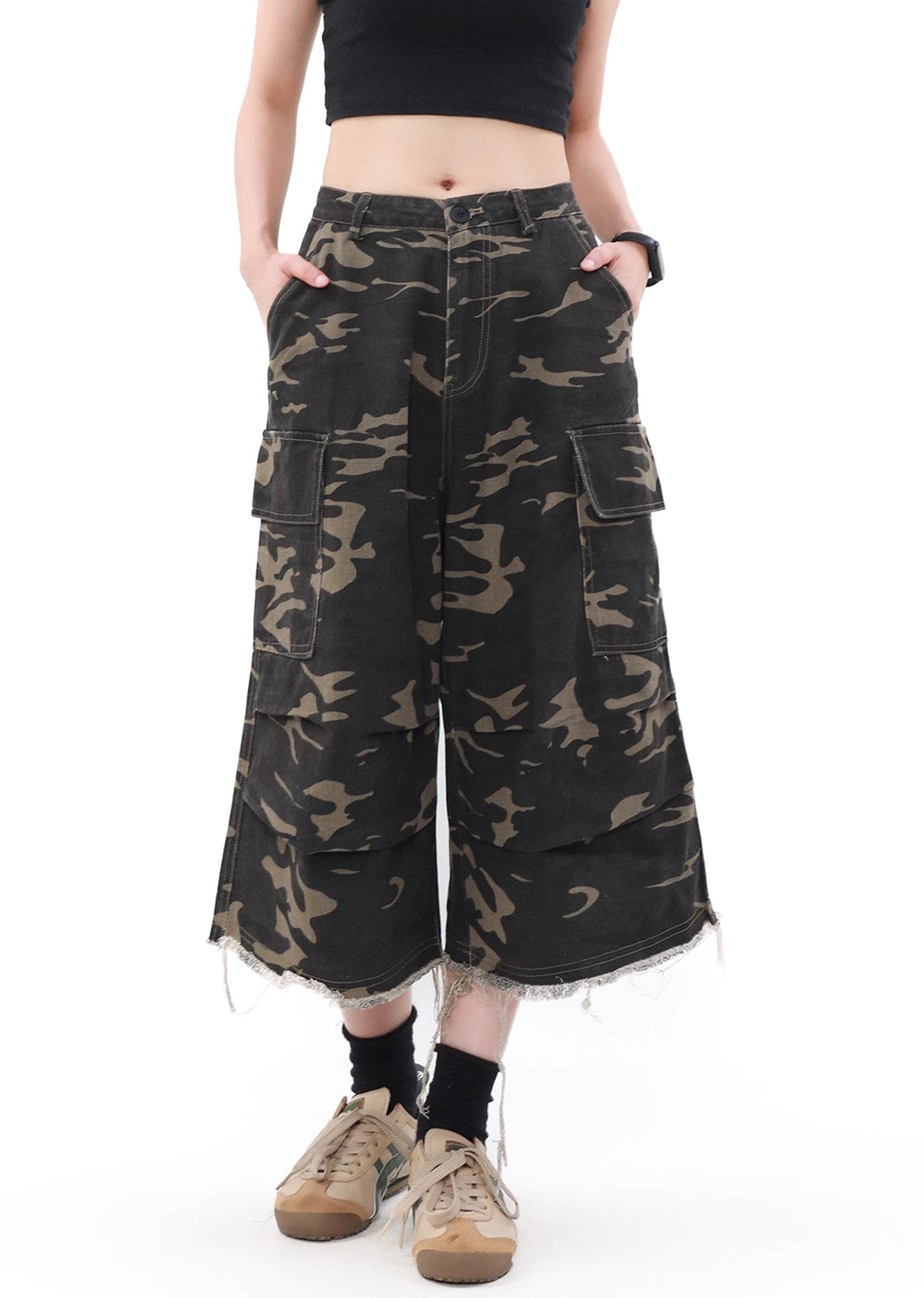 Long length design grunge style camouflage cargo pants  OR0759