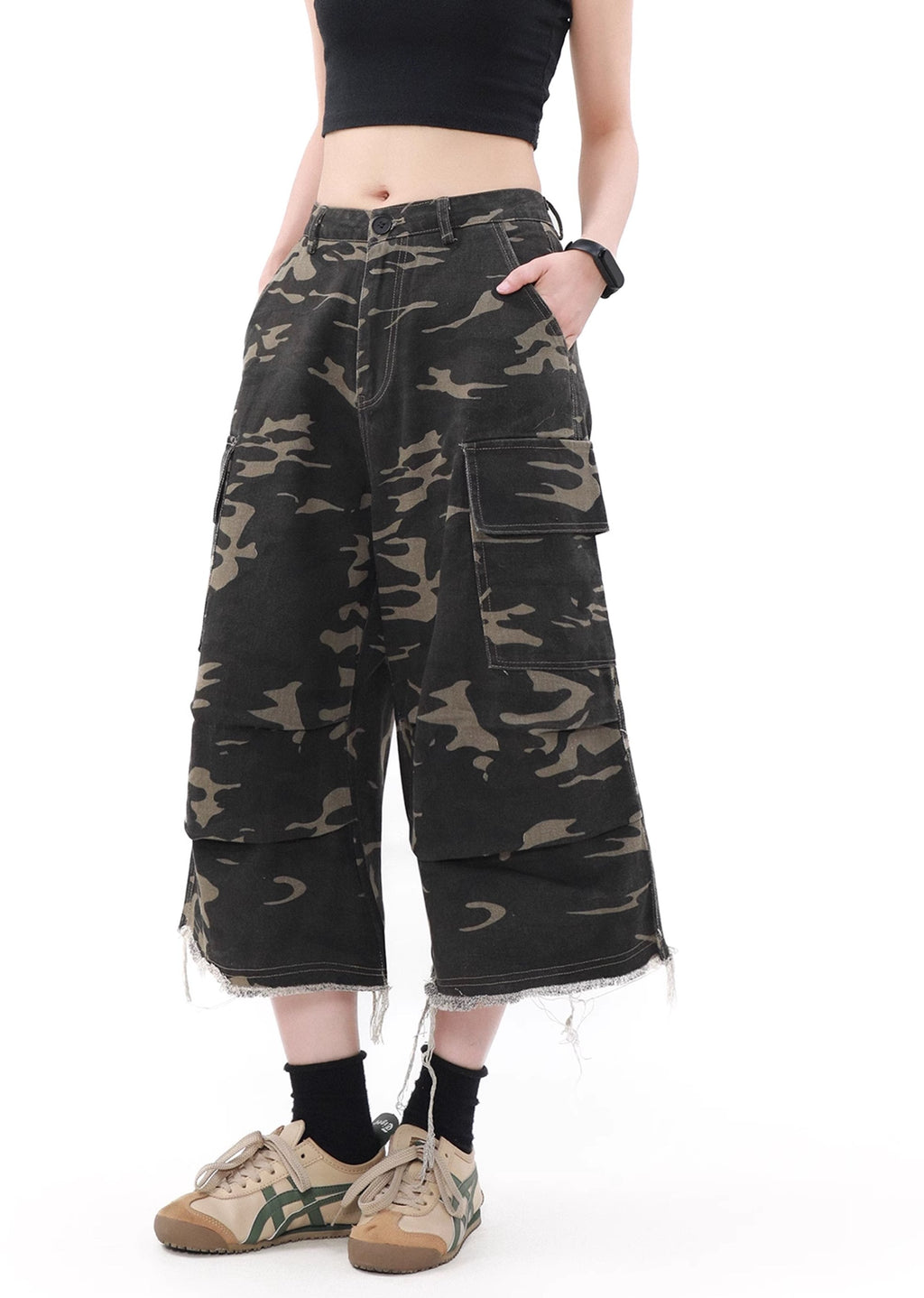 Long length design grunge style camouflage cargo pants  OR0759
