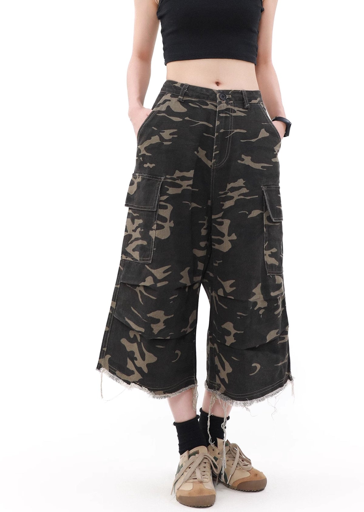 Long length design grunge style camouflage cargo pants  OR0759