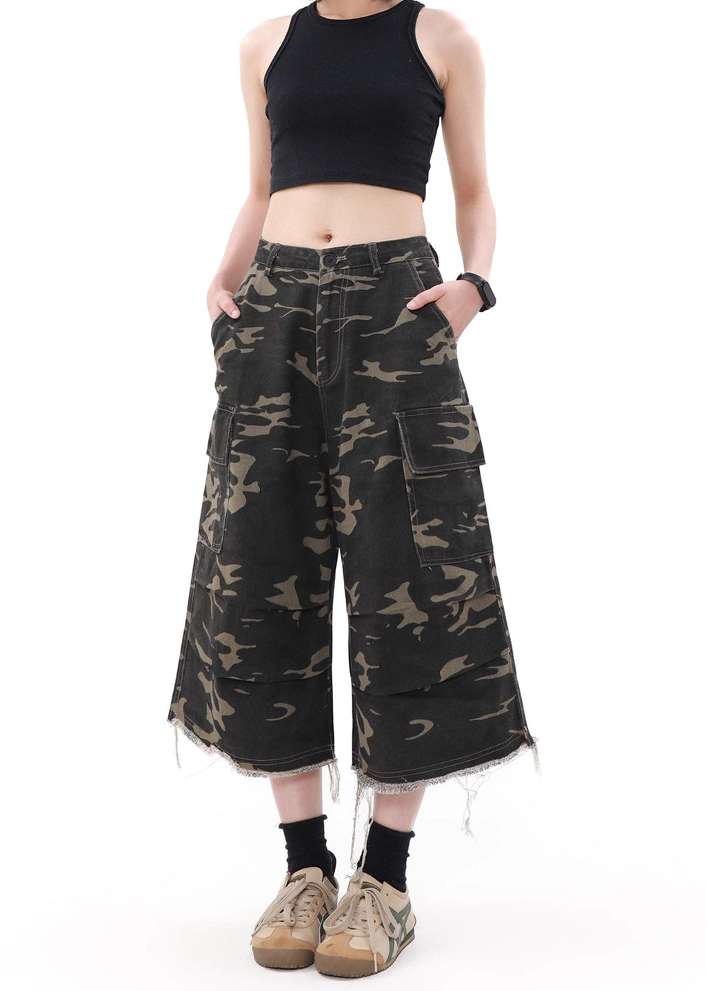 Long length design grunge style camouflage cargo pants  OR0759